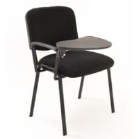 Set 6 Sedie attesa Imbottite Impilabili in Tessuto NERO meeting conferenza riunione con Ribaltina