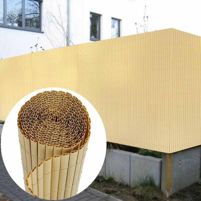 Canisse en PVC Brise Vue résistant,pour le jardin, Balcon ou terrasse,Bambou,120  x 400 cm