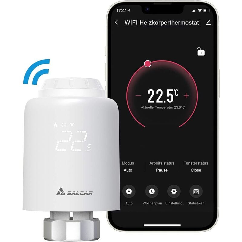 SALCAR Thermostat Connecté WiFi Chaudiere Gaz/Chauffage au Sol Eau  Thermostat avec récepteur programmable Tête Thermostatique Compatible avec   Alexa et Google Assistant Thermostat Tuya : : Bricolage