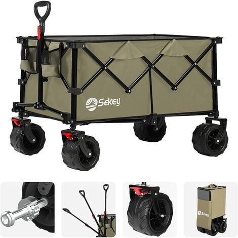 SAMAX Chariot de Jardin avec Toit Pliante Offroad - Noir / Vert, MA  Trading