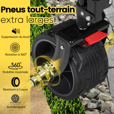 Chariot Pliable Avec Freins 200 Kg - Pneus Larges 17x10 Cm, 230L, 2 Poches Bouteille, Pour Plage, Camping, Jardin