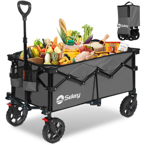 Sekey Chariot pliable 4‑voies avec freins – charge 150 kg – compact – Anthracite