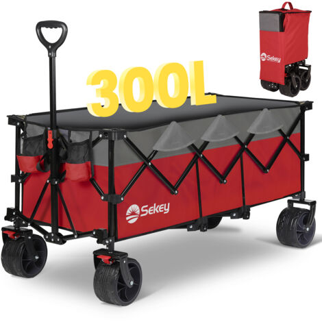 Sekey – Chariot de jardin pliable 300L – Charge max 200 kg – Roues tout-terrain 7 pouces – Pliage innovant à une main – Tissu Oxford 600D (1/5)