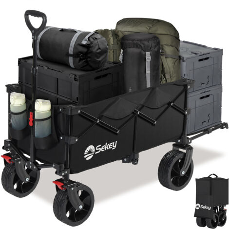 Sekey Chariot pliable avec hayon arrière – accès facile pour chien – charge 150 kg – Noir