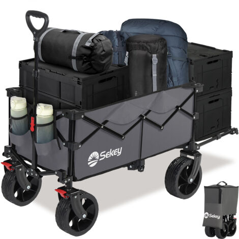 Chariot Pliable VIVOSUN - Capacité 150 Kg - Roues Tout Terrain - Hayon Extensible - Idéal Camping, Jardin, Shopping