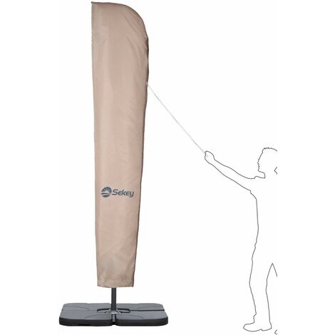 Sekey – Housse de parasol 300 x 300 cm – Imperméable en polyester – Résistante aux UV – Fermeture éclair et cordon ajustable