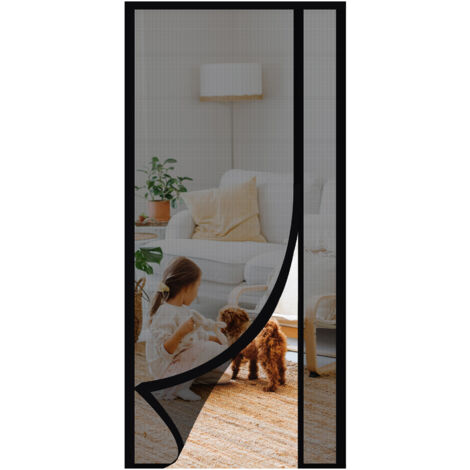 Sekey Rideau Moustiquaire Magnétique pour Porte sans Perçage, Protection Contre les Insectes, Rideau de Porte Noir,140x240cm