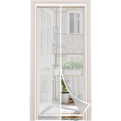 Sekey Moustiquaire Magnétique pour Porte sans Perçage – Rideau Anti-Insectes en Fil de Pêche, Résistant aux Chats Blanc, 90 x 210 cm