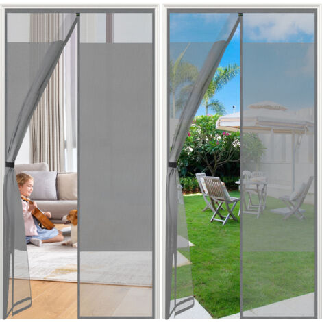 Sekey Moustiquaire Magnétique pour Porte – Rideau Anti-Insectes, Installation sans Perçage, Compatible Bois, Fer, Aluminium, Idéal pour Portes de Balcon Gris, 100x220cm (1/5)