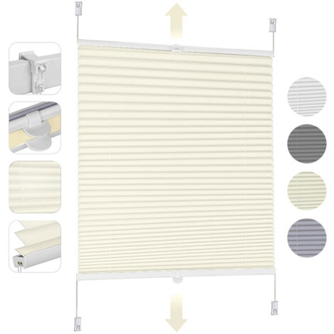 Store plissés Sekey enrouleurs sans perçage, occultants, protection solaire Beige 75x120cm