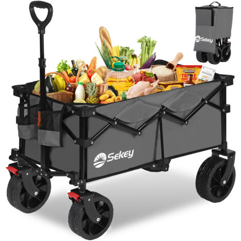Sekey Chariot pliable avec freins et roues larges – charge max 150 kg – ultra-compact – Anthracite