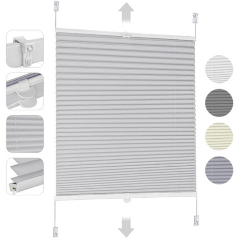 Store plissés Sekey enrouleurs sans perçage, occultants, protection solaire Gris clair 35x100cm