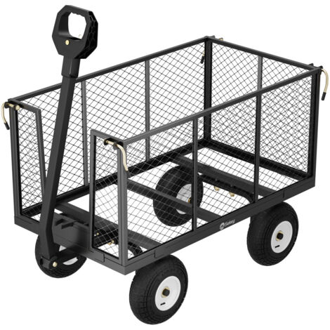 Sekey – Chariot de jardin 550 kg avec parois rabattables – montage rapide en 8 min – protection antirouille – roues de 10 pouces pour terrains accidentés
