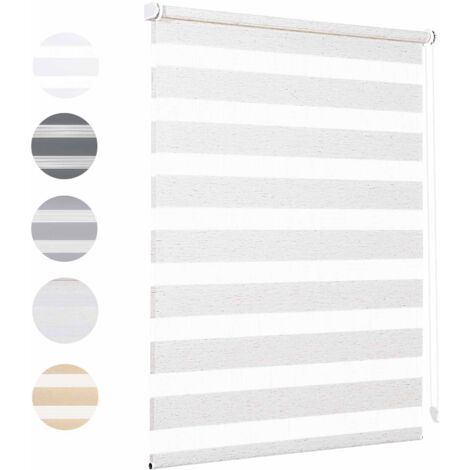 Store enrouleur zébré jour nuit 65 x 130 cm couleur lin Installation sans perçage occultants protection solaire (1/5)