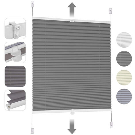 Store plissés Sekey enrouleurs sans perçage, occultants, protection solaire Gris foncé 55x120cm
