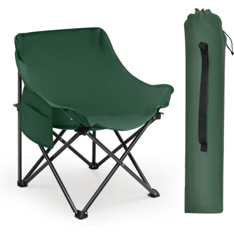 SUNULA Chaise de Camping Lune Pliable et Compacte – Avec Sac de Transport – Idéal Pêche, Plage et Pique-nique – Charge max. 100 kg – Vert