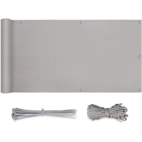 Sekey Brise-Vue pour Balcon Couverture de confidentialité Écran Polyster Vent Protection UV Opaque Résistant aux Intempéries, avec Attaches de câble et Cordons, 120x600 cm, Gris Clair (1/5)
