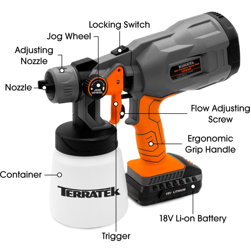 Terratek 18V Max Cordless Electric Spray Gun Fence Sprayer