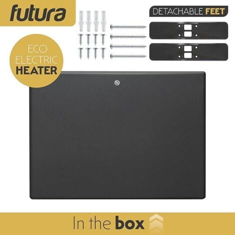 Futura 1000W Electric Heater Wall Mounted Panel Radiator with Thermostat Lot 20 Grey