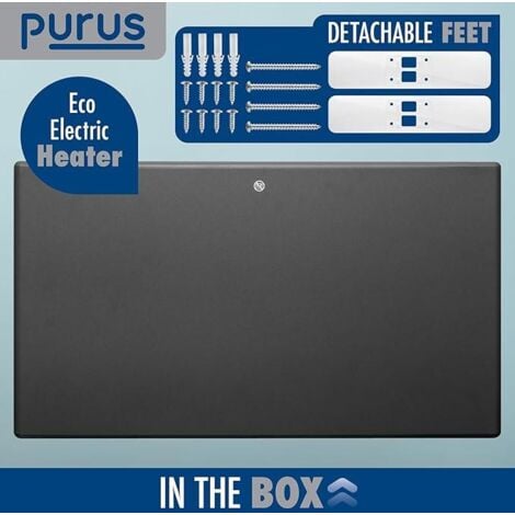 Purus 1200W Electric Heater Wall Mounted Panel Radiator with Thermostat Lot 20 Grey