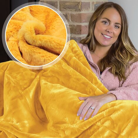 Dreamcatcher Faux Fur Throw 160x130cm Soft Blanket Throw Gold (1/5)