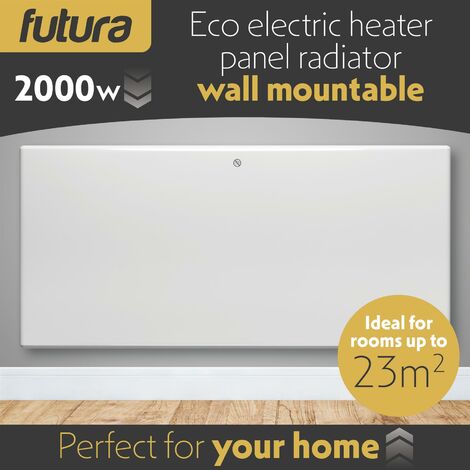 Futura Eco Electric Panel Heater 2000W Bathroom Safe Setback Timer Wall Mounted Lot 20 Low Energy Electric Heater