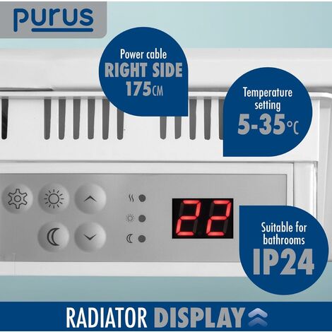 Purus 1800W Eco Panel Heater Bathroom Safe Setback Timer Wall Mounted Lot 20 Low Energy Electric Heater