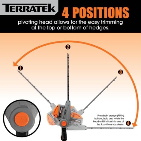 Terratek 2.75m 550W Electric Long Reach Corded Pole Hedge Trimmer Telescopic Extendable Pole 10m Cable
