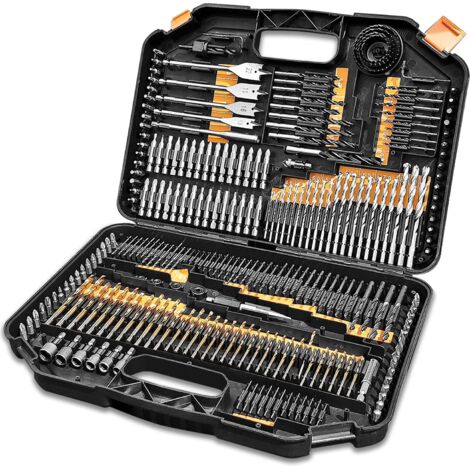 Terratek 246pc Combination Drill Bit Set, HSS Titanium Twist Drill bits, Masonry Drill Bits, Wood Drill Bits, Screwdriver Bits & Storage case