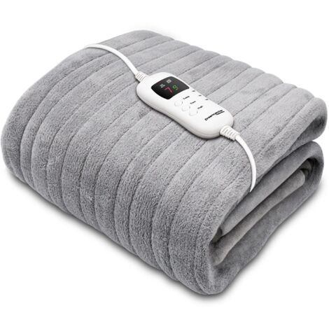Dreamcatcher Electric Heated Throw Blanket 160x120cm Luxury Soft Fleece Blanket - Light Grey (1/5)