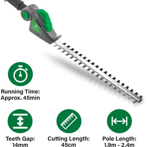 Gracious Gardens 18V 2.4m Cordless Electric Hedge Trimmer Long Reach 2 Batteries Included