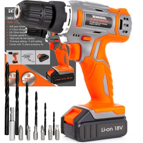 Cordless Drill Driver, HYCHIKA 18V Electric Drill, 35N·m with 2000mAh  Li-Ion Battery, 21+1 Torque Setting, 10mm Chuck, 2 Variable Speed