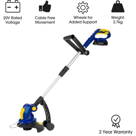 Skotek 20V Cordless Strimmer with 2 Batteries and Charger Grass