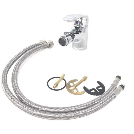 Rubinetto Miscelatore Con Flessibili In Ottone Con Testa Mobile Per Bidet Lavabo (1/4)