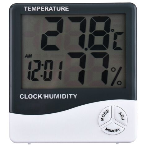 TEMPO DI SALDI Termometro Igrometro Orologio Digitale Data Con Display Lcd 12/24 Ore Allarme