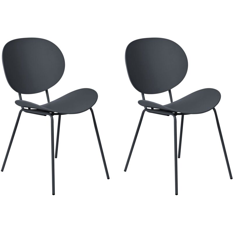 Set di 2 sedie da pranzo in materiale sintetico nero e gambe metallo Shonto