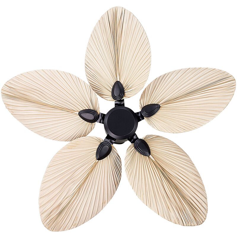 Ventilatore Retro con 4 Luci ed Eliche a Foglia in Legno Chiaro Gila