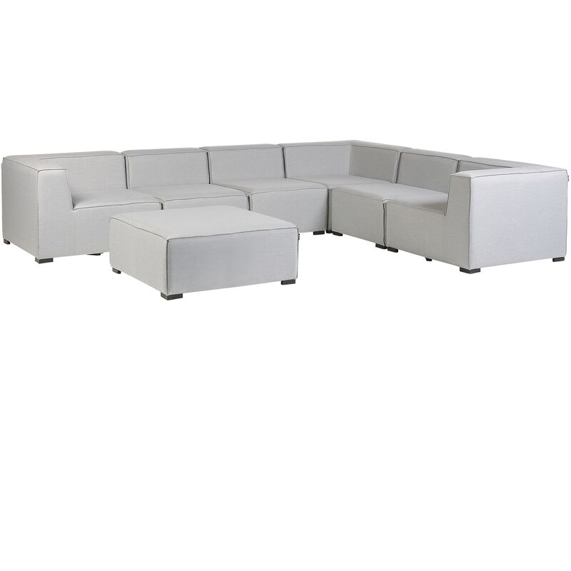 Set da Salotto in tessuto grigio 7 posti componibile con pouf lato destro  Arezzo