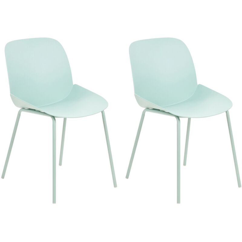 Set di 2 sedie in plastica con seduta profonda Design moderno per la sala da  pranzo Verde menta Milaca