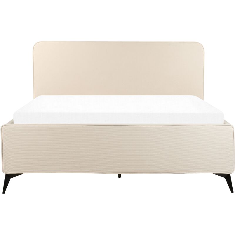 Letto Velluto A Coste Gambe in Metallo Per Camera da letto 160 x 200 cm  Beige Valognes