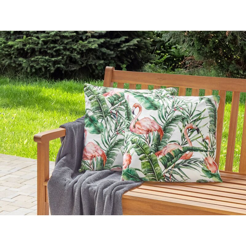 Set di 2 cuscini da giardino per esterni rettangolari con stampa floreale  45 x 45 cm Blu Valloria