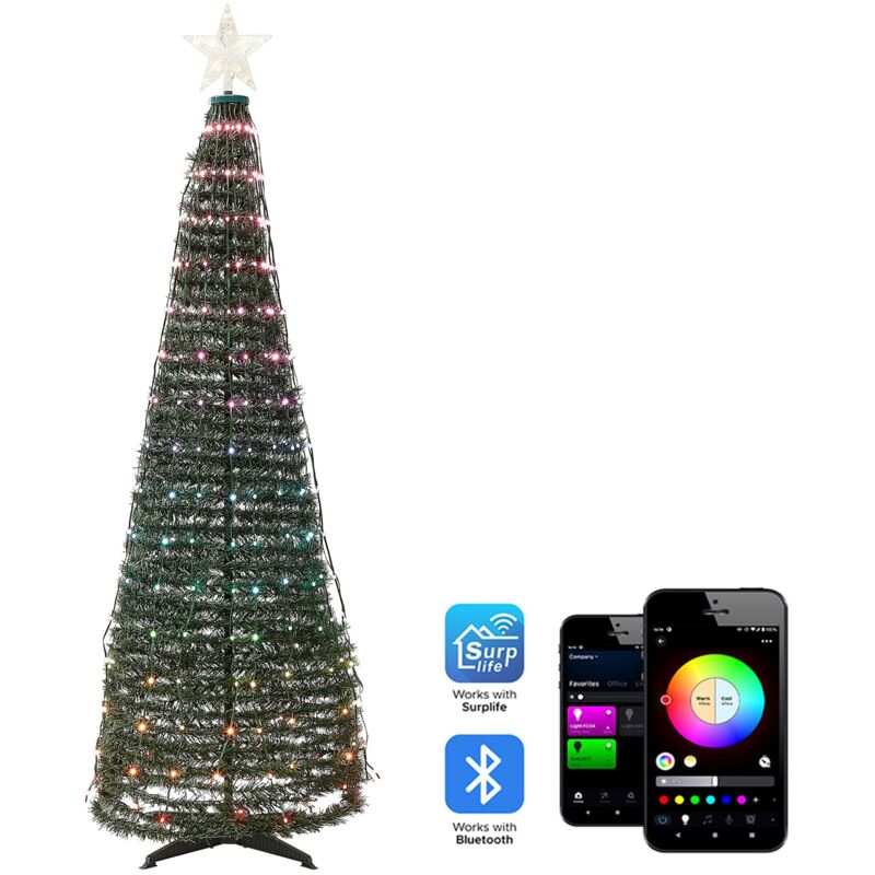 Albero di Natale super folto verde con luci led integrate h 210 cm