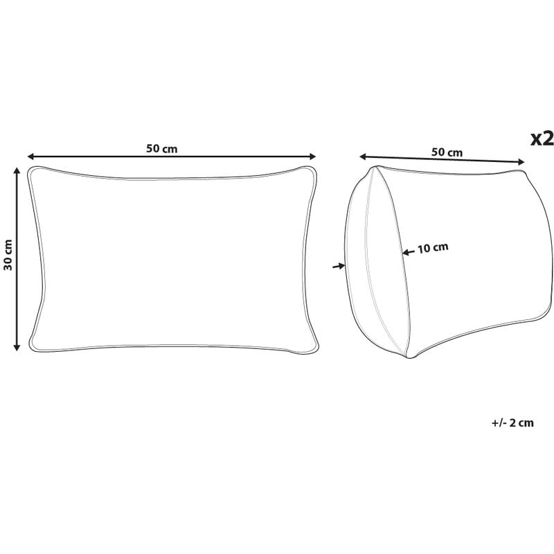 Set di 2 cuscini sparsi in iuta con imbottitura rimovibile e nappe  rettangolari 30 x 50