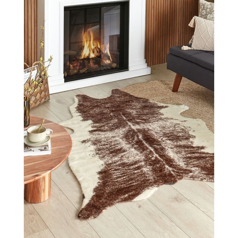 Tappeto Stampa Pelle Di Mucca Finto - 135x140 Cm In Ecopelle Per Casa - Foto 5