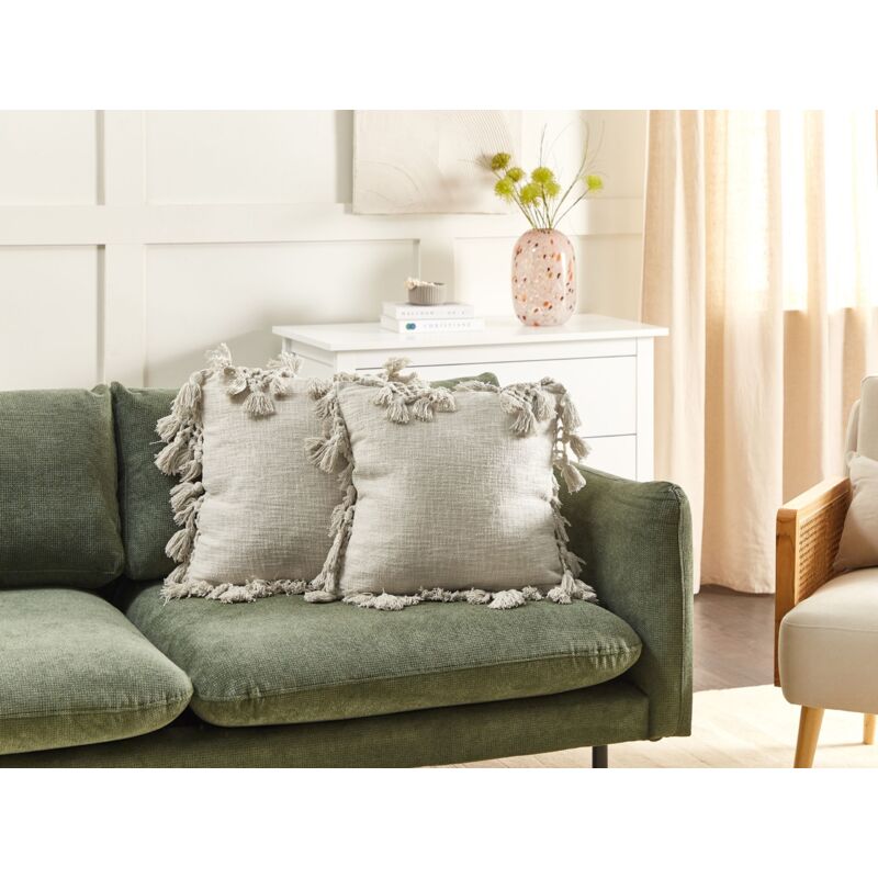 Set di 2 cuscini cotone iuta naturale beige e nero 45 x 45 cm BERGENIA