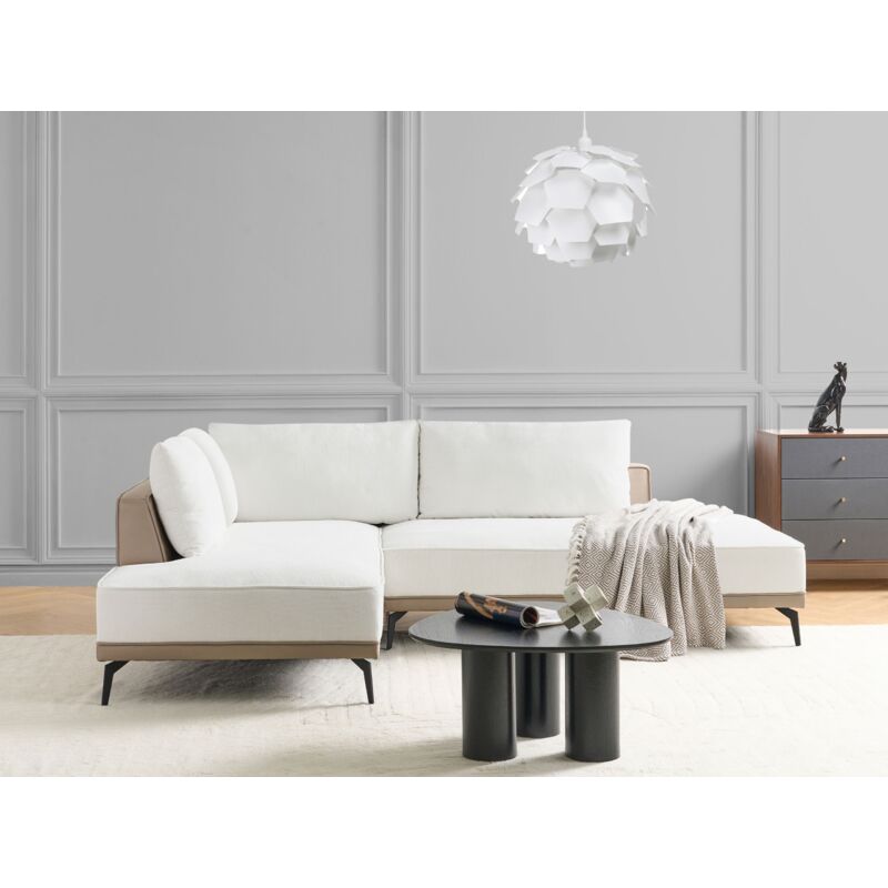 Divano angolare relax elettrico in pelle di bufalo Bianco - Angolo a sinistra - LISMORE | Leroy Merlin
