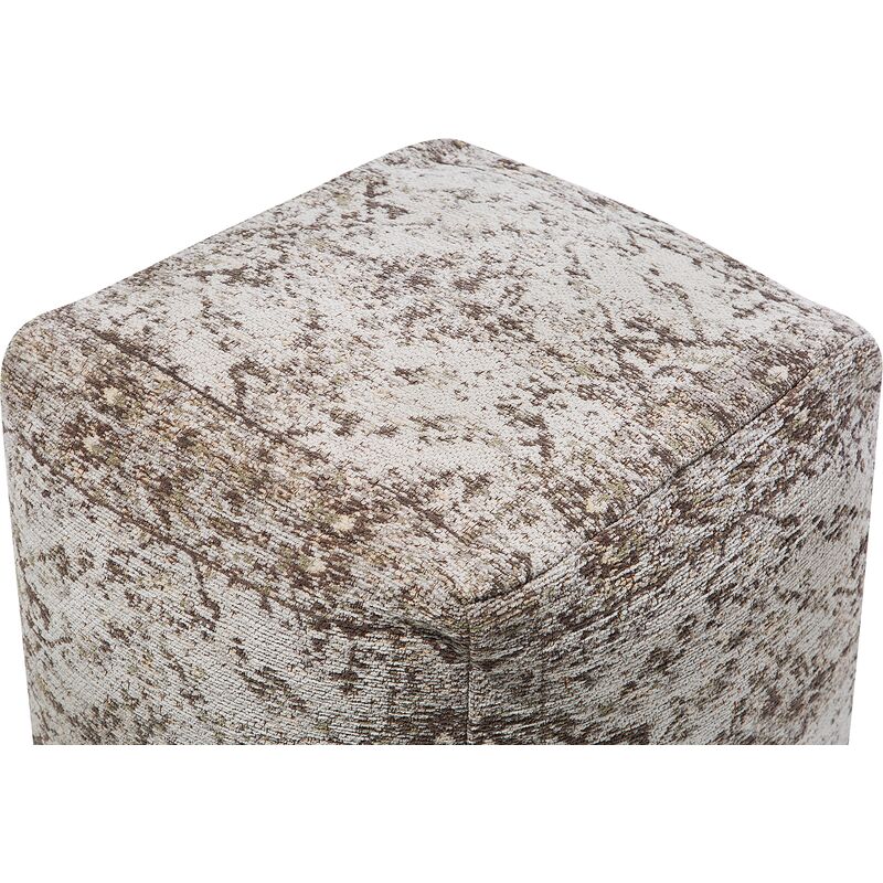 Pouf in tessuto grigio/beige talpa 42 x 42 cm Meerut