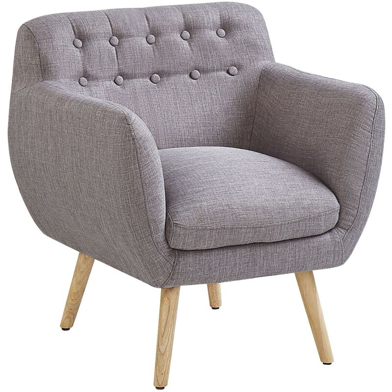 Poltrona imbottita in tessuto grigio - Melby