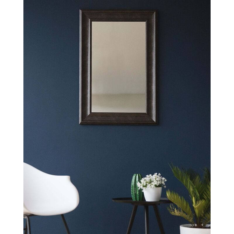 ULIKE Specchio Da Parete Irregolare Nero, Cornice In Legno, 61x91 Cm, Design Ondulato Per Bagno, Camera, Soggiorno