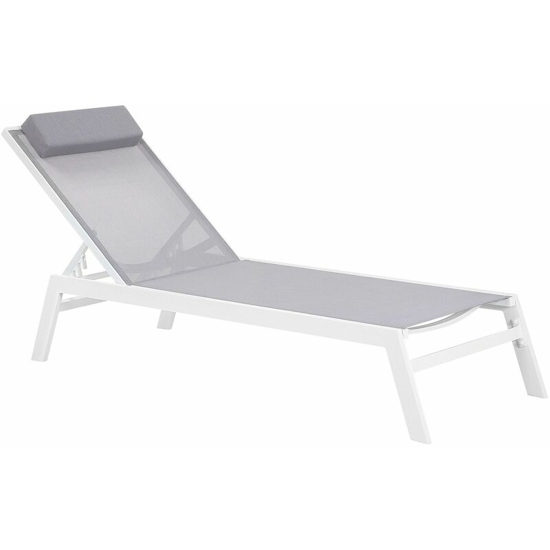 Assemblati Lettino Spiaggia Prendisole Alluminio Brandina con Parasole LIDO Grigio Mare 